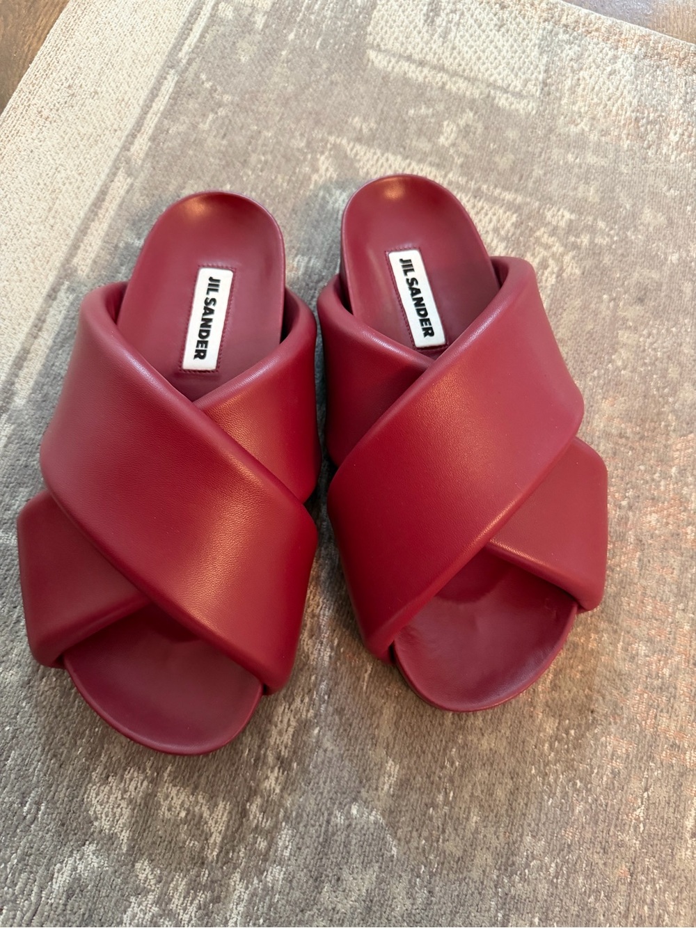 Jil Sander Padded Leather Crisscross Slides